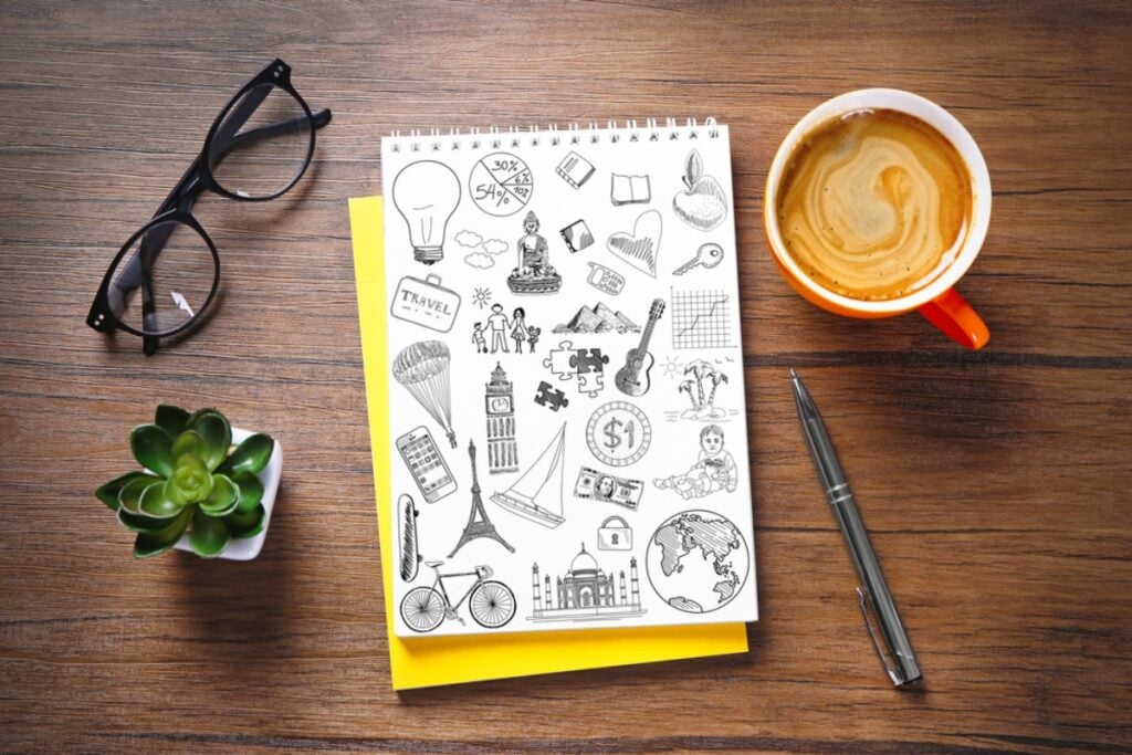 Doodle or sketch in a notebook