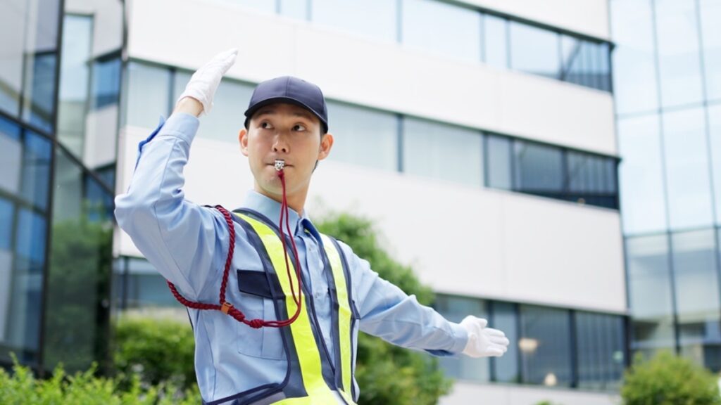 Employees directing chaotic traffic flow