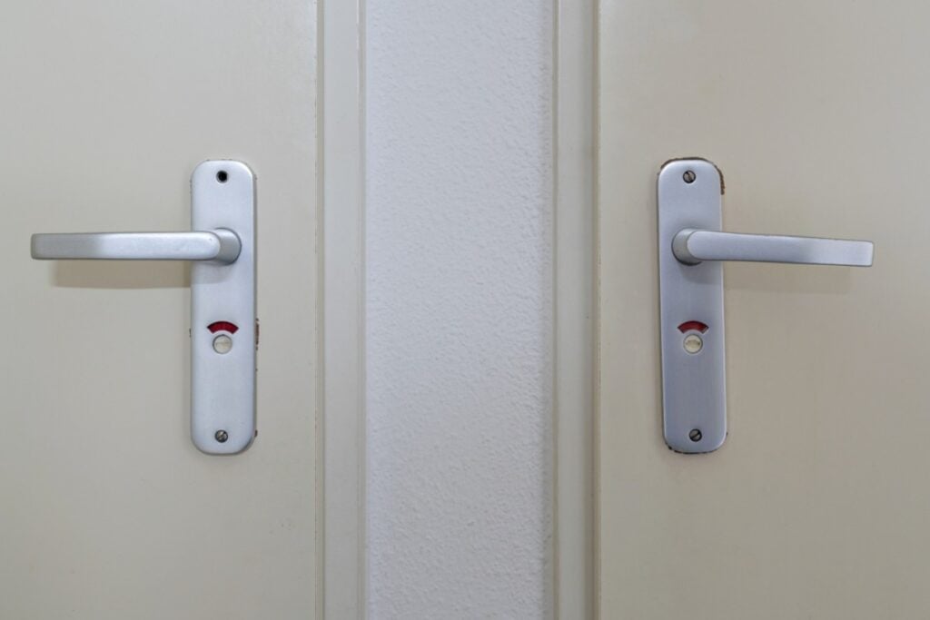 Entering a stall only to find it’s already occupied