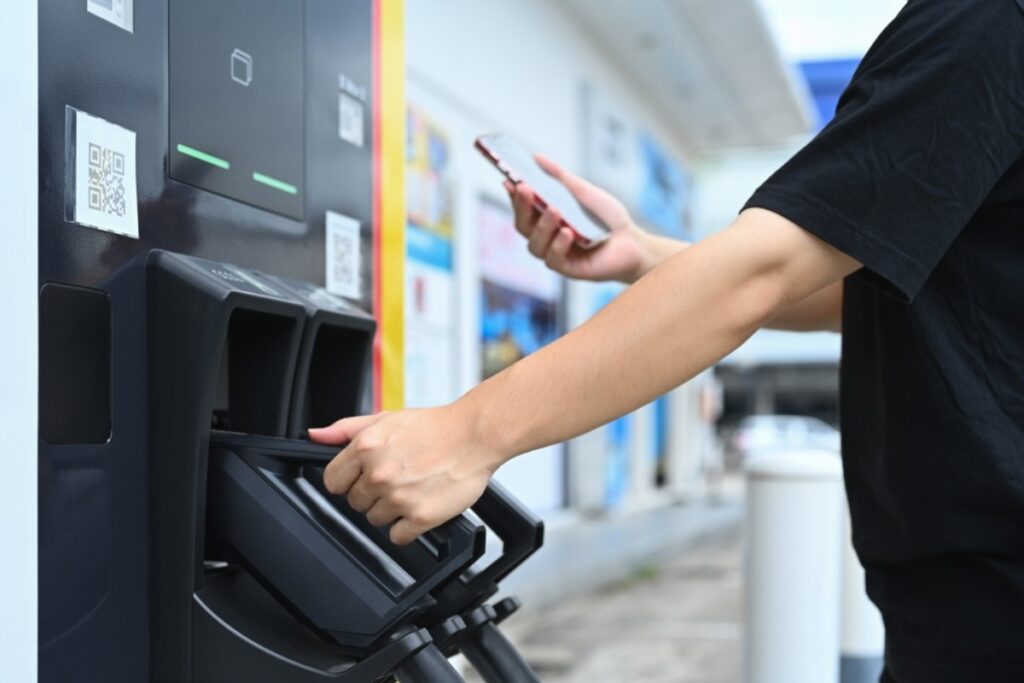 Holding up the line by fumbling with a card that keeps declining