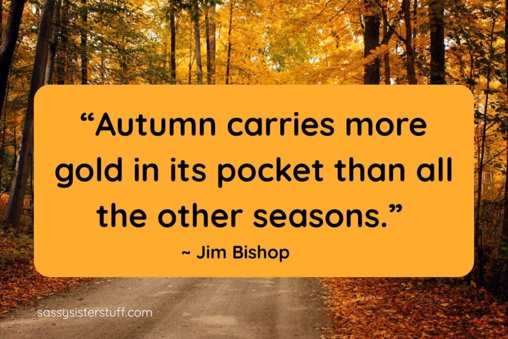 Inspirational Quote: Autumn carries more gold in its pocket than all the other seasons. Jim Bishop