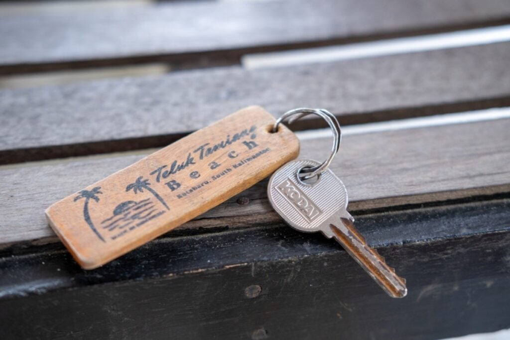 Keychains with faded city names