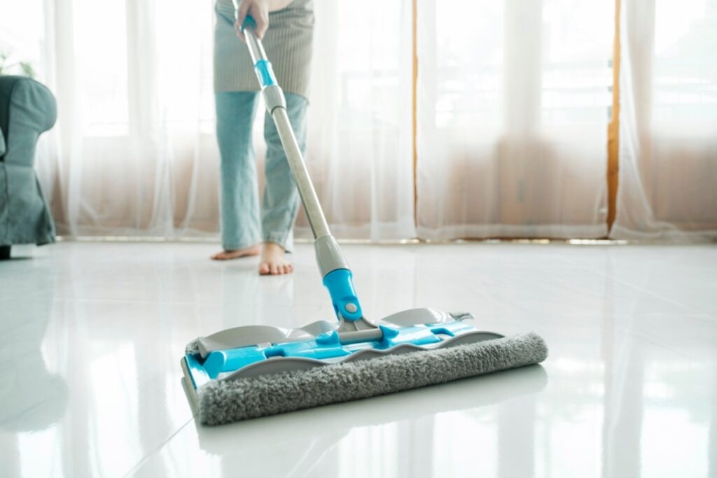 Mopping tile floors