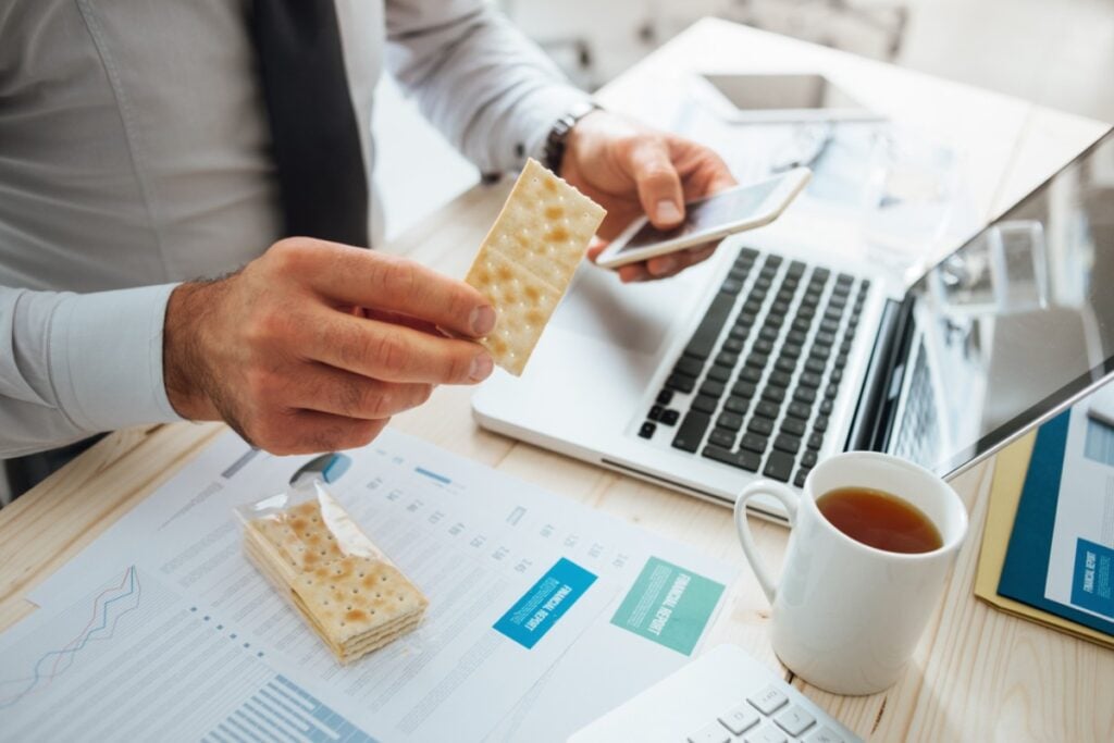 Opening noisy snacks at desks