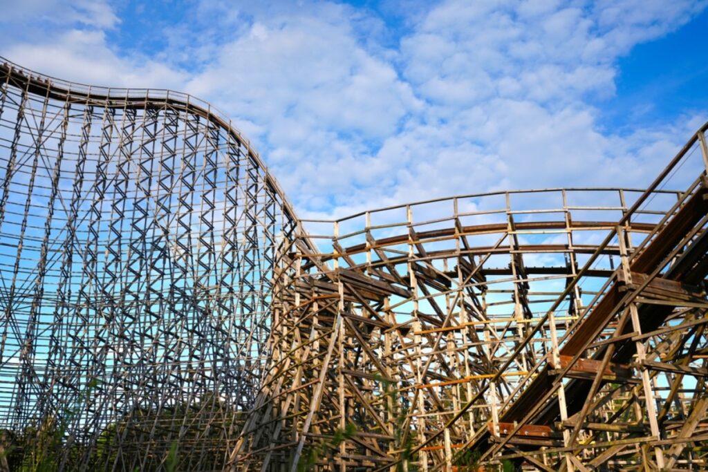 Riding classic wooden roller coasters