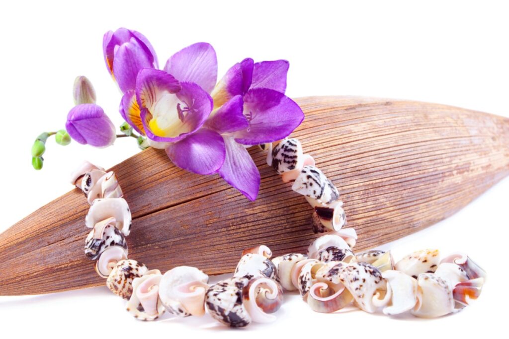 Shell necklaces from beach resorts