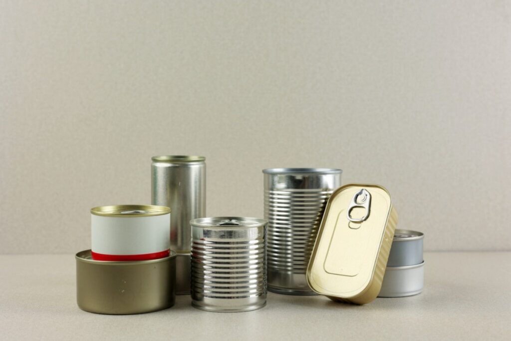 Stack of empty jars and containers