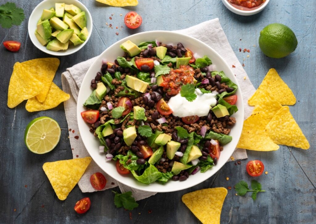Taco salad with ketchup instead of dressing
