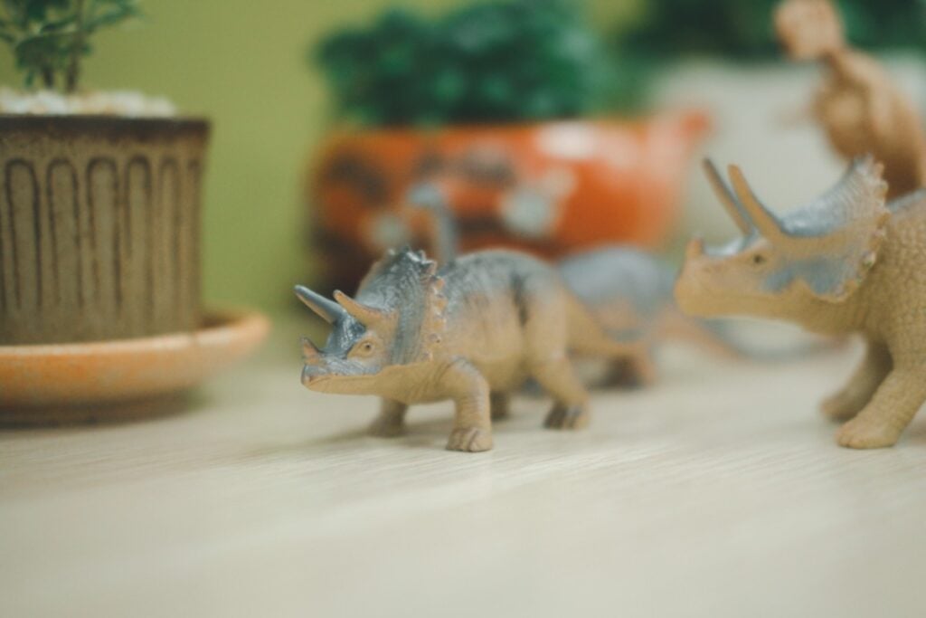 Tiny toy dinosaurs
