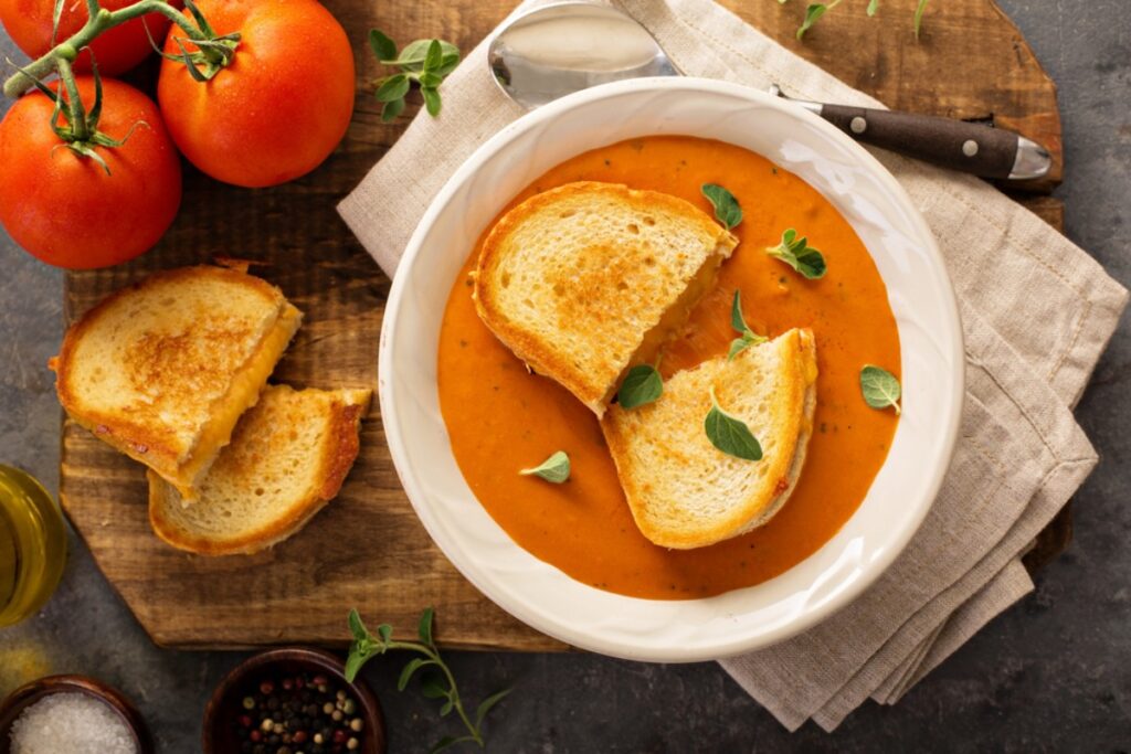 Tomato Soup with Grilled Cheese