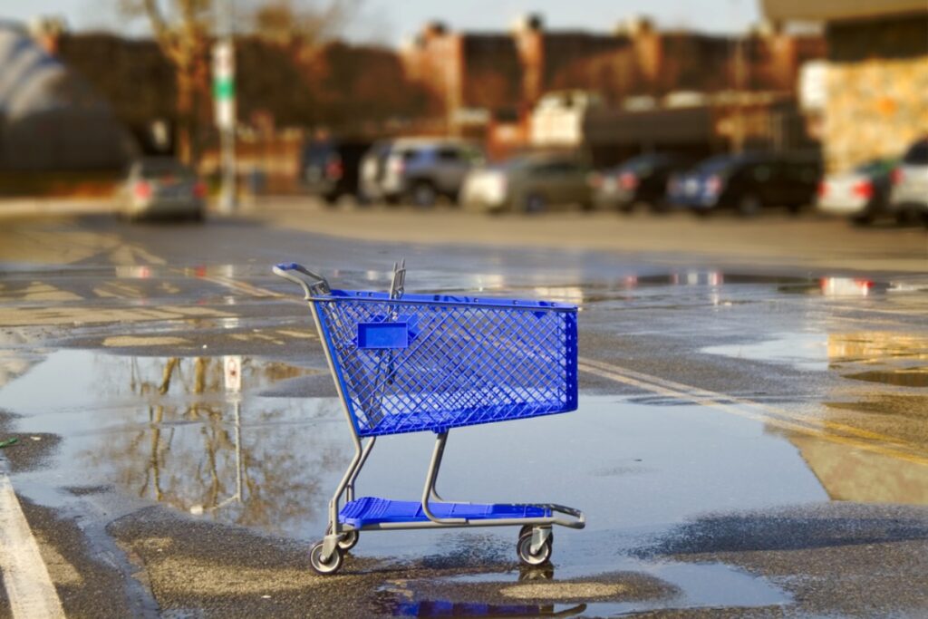 Unattended shopping carts blocking spaces