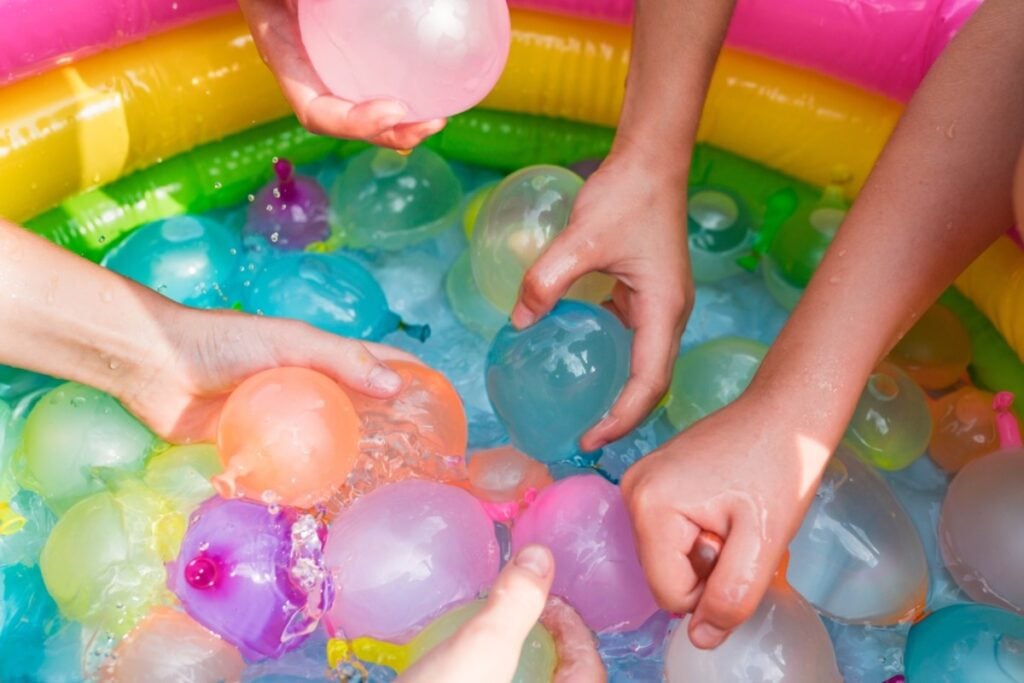 Water balloons filled with hard pellets
