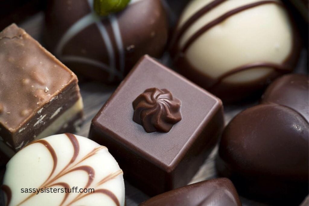 close-up of assorted chocolates.