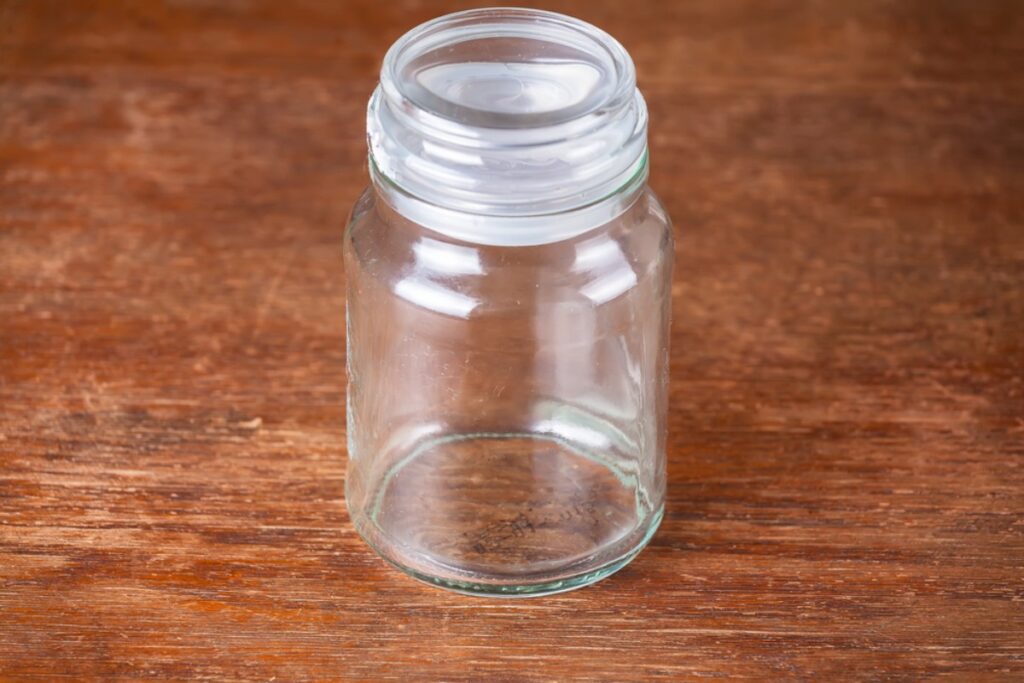 Empty glass jars saved for storage