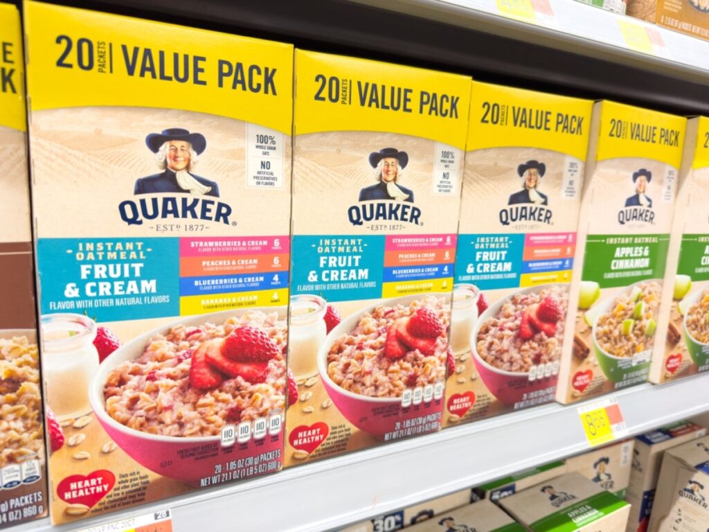 Instant oatmeal packets with added sugar
