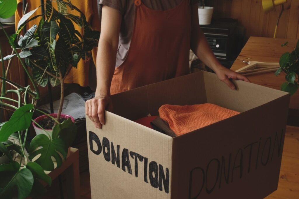 Keeping donation boxes accessible to declutter regularly