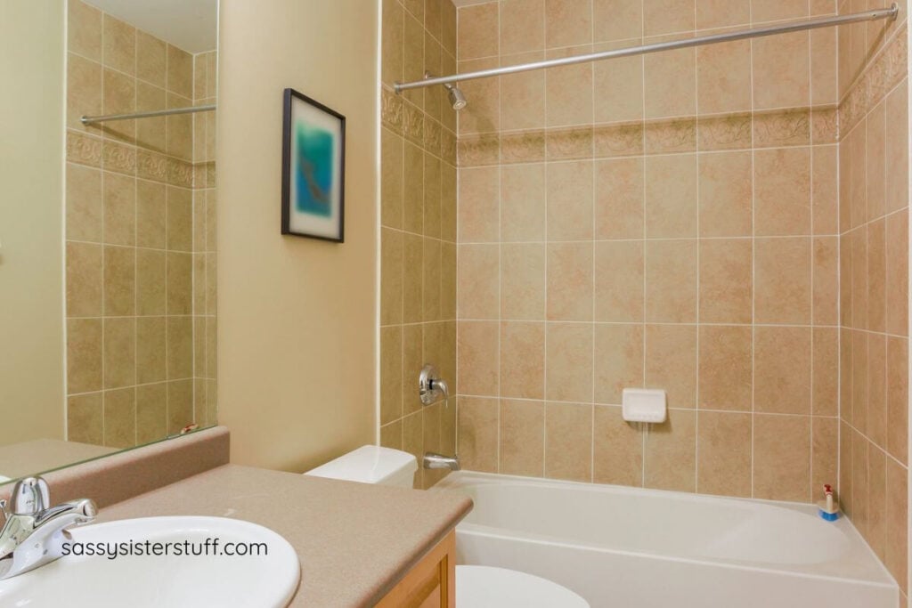 rennovated tile bathroom.