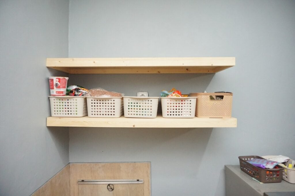 Install floating shelves in unused corners