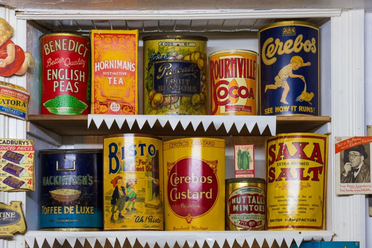 old 1950s cans of food