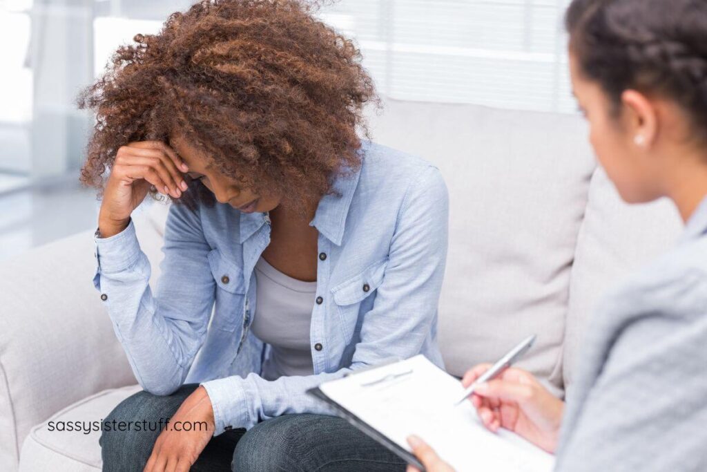 woman talking to a therapist about how to tame your anxiety over the unknown.