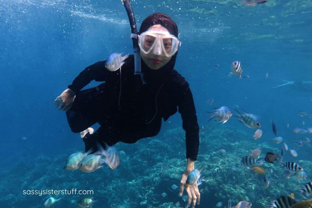 a person scuba diving.