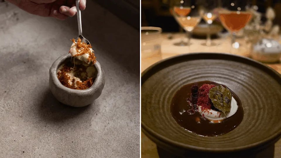 Close up of a dessert in a Swedish restaurant.