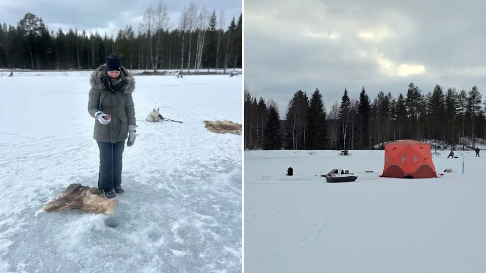 Ice fishing in Salen Sweden