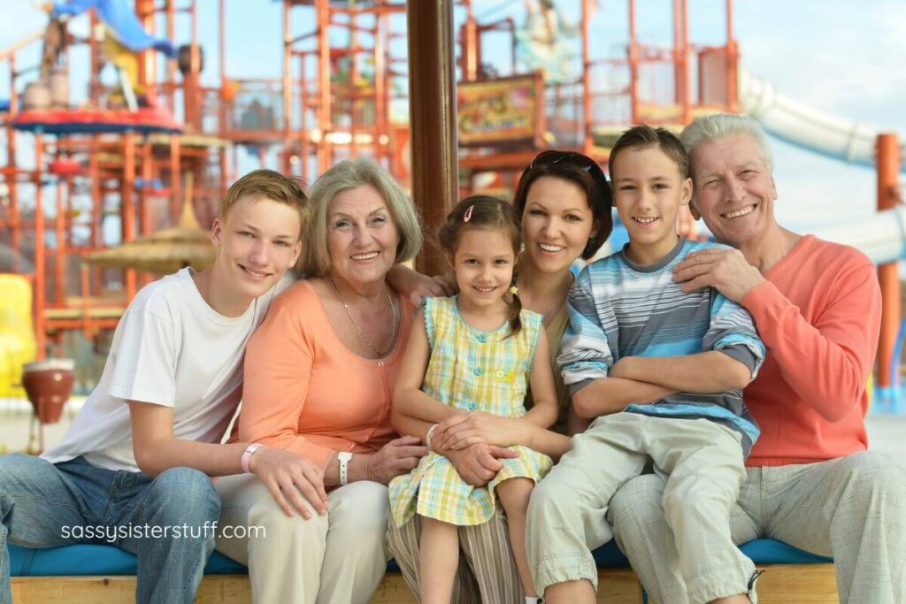 multigenerational family at a waterpark.