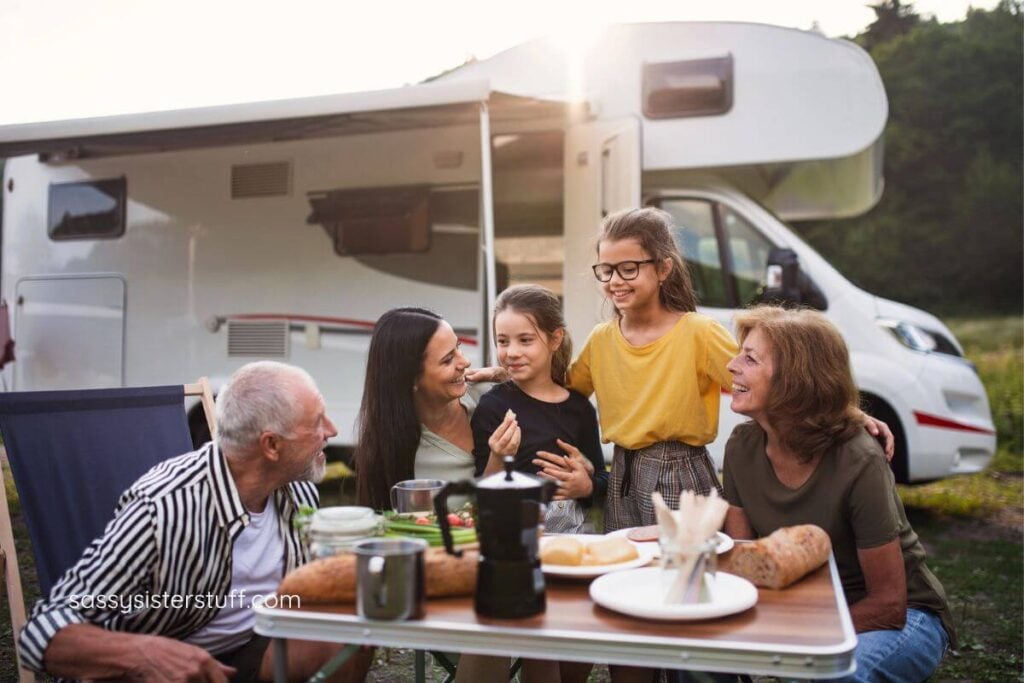 multigenerational family RV camping.