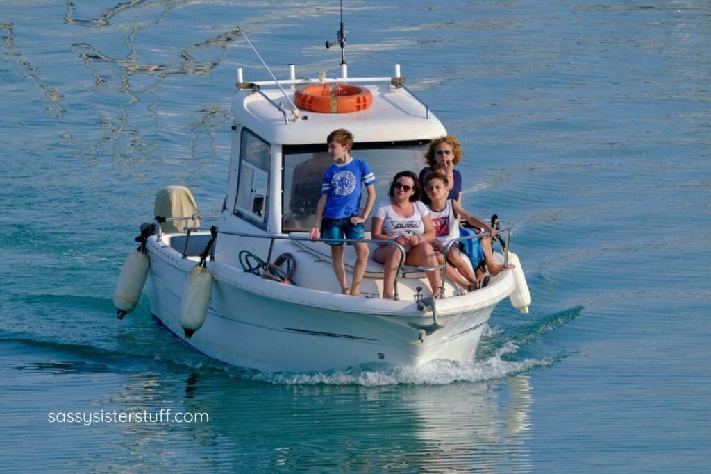 multigenerational family on a boat.