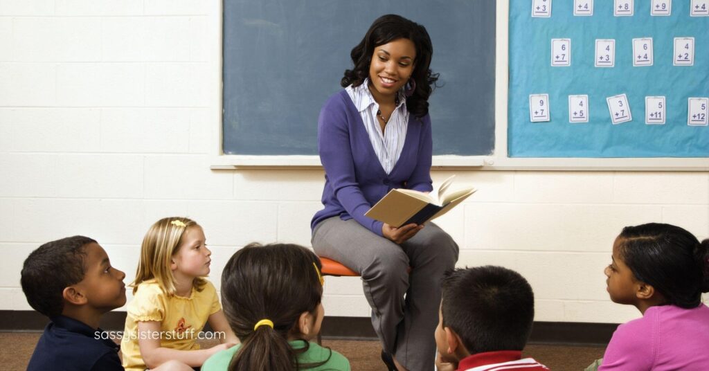 school teacher reading to a group of students but she's considering a midlife career change.