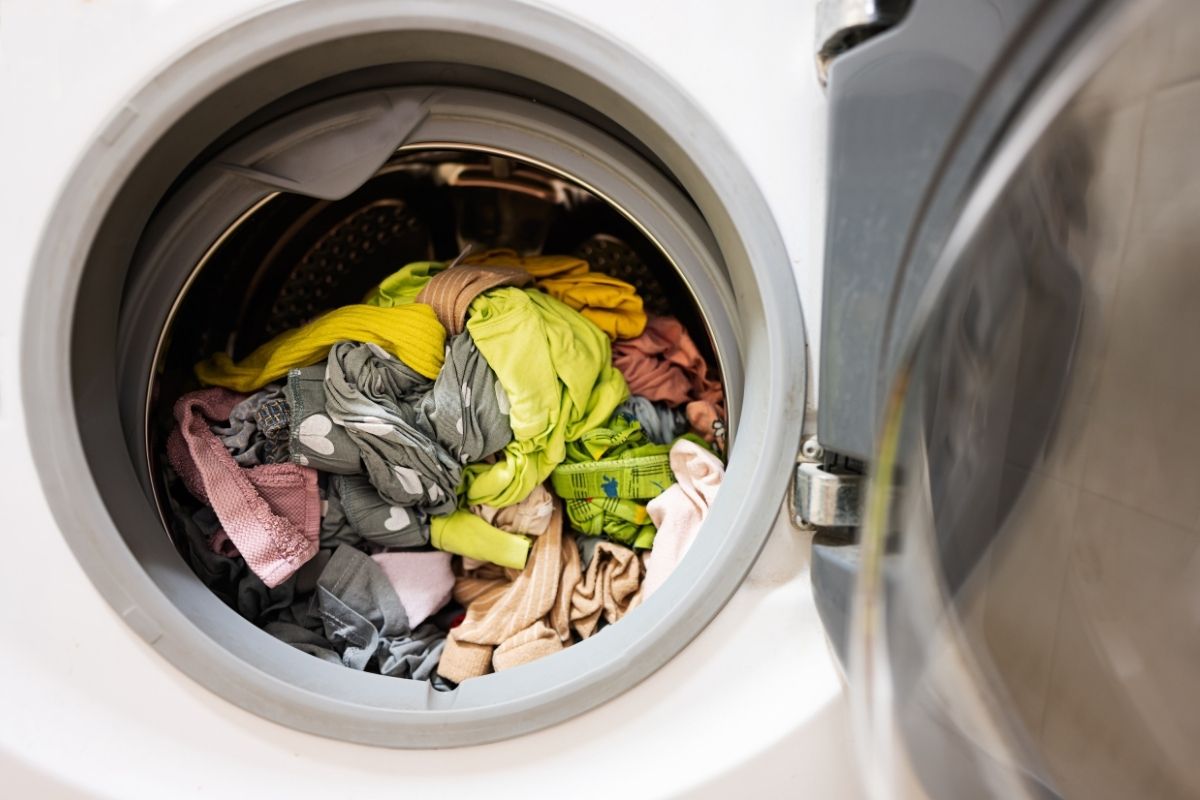 wet clothes in a washing machine