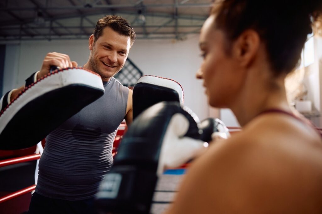 woman boxing in ring