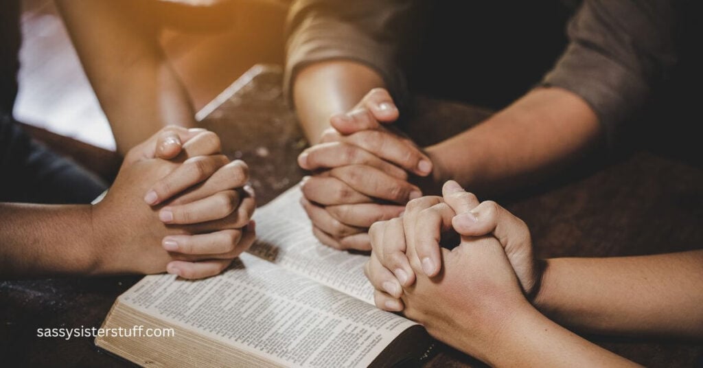 three family members pray over a family bible as they determine which family heirlooms truly matter.