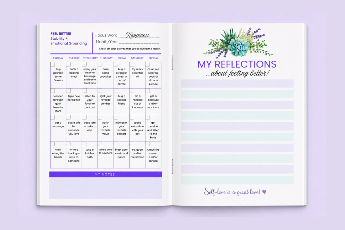 Open ebook for landing page for Grow Gently Bloom Boldly.