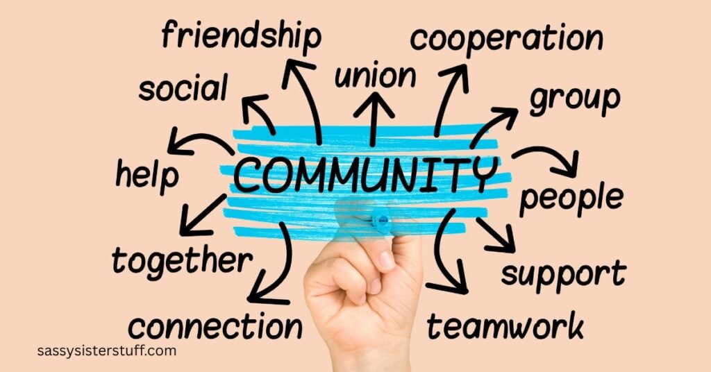 graphic organizer with community written in the center and all the benefits of community engagement written around it.