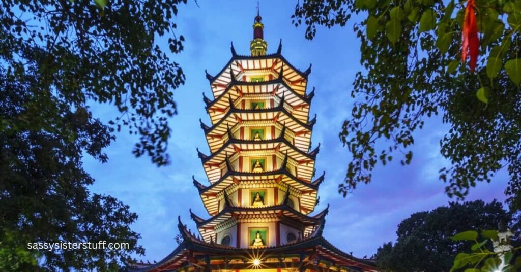 the top of an oriental temple.
